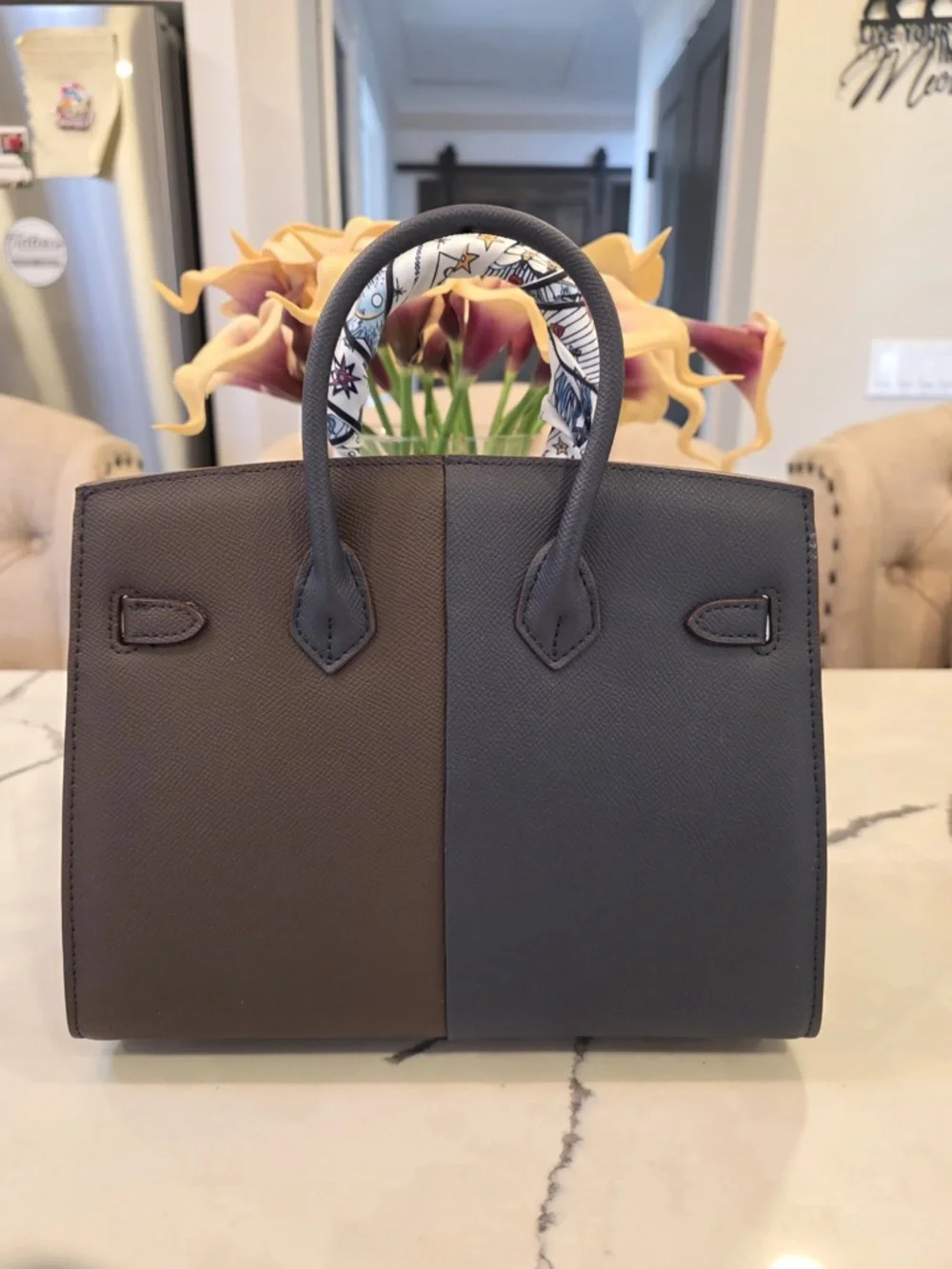H Birkin Sellier Casaque Epsom bag25 charcoal black espresso brown PHW UNBRANDED